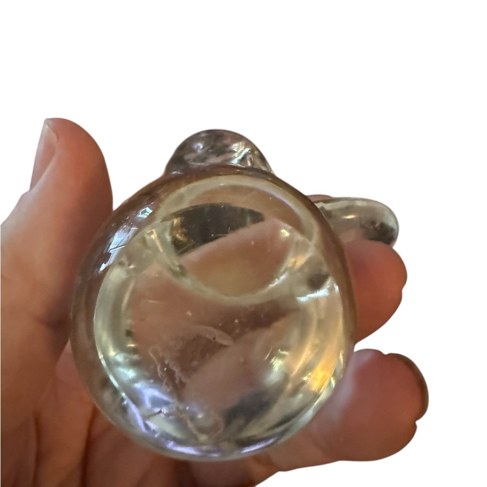 Clear Glass Elephant Figurine 3.5” Hand Blown Art Glass Trunk Up Good Luck Decor - Picture 6 of 9